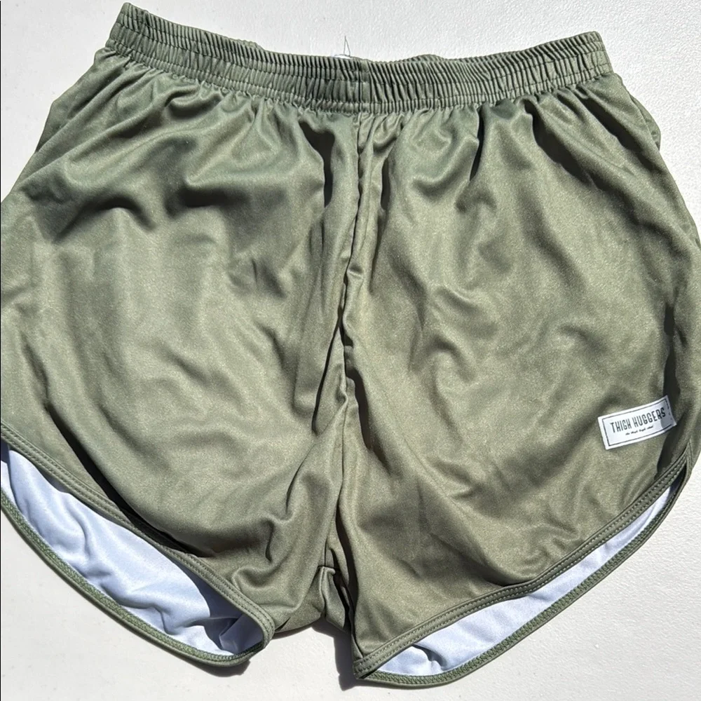 Men's M/L Olive Green Thigh Huggers Athletic Shorts - Picture 1 of 4
